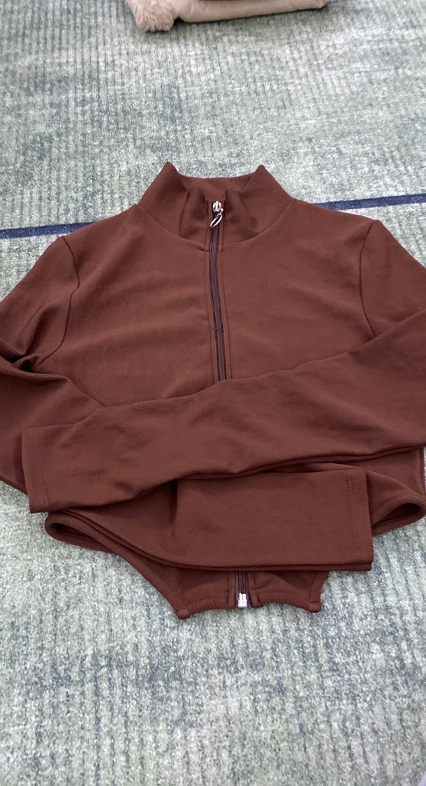 Fermuarlı Kahverengi Boğazlı Hamile Kazak - Görsel 3