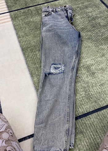 Kadın Gri Mavi Yırtık Kot Pantolon - Görsel 2