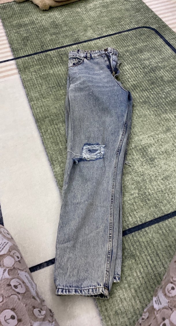 Kadın Gri Mavi Yırtık Kot Pantolon - Görsel 2