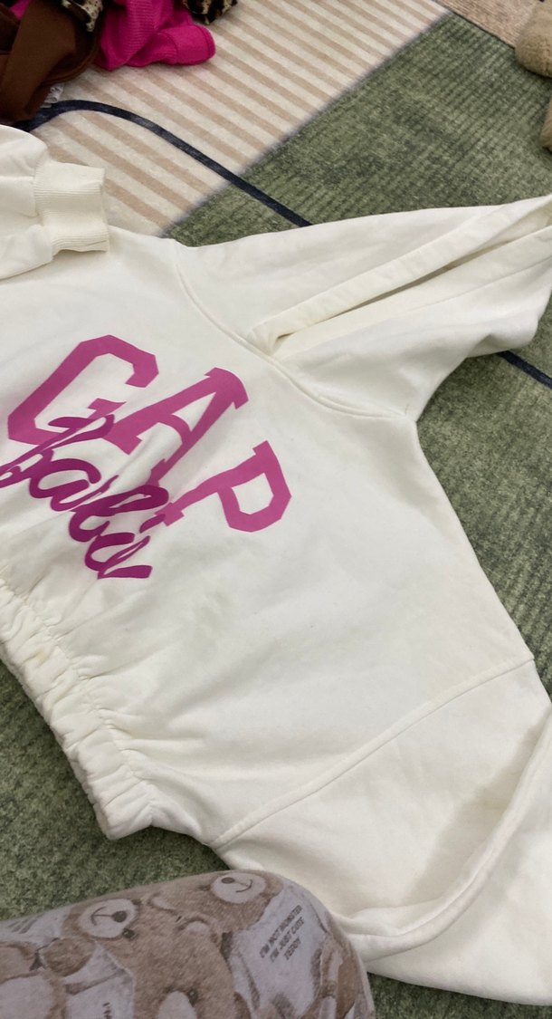 Beyaz Kapüşonlu Mini Sweatshirt - Görsel 2