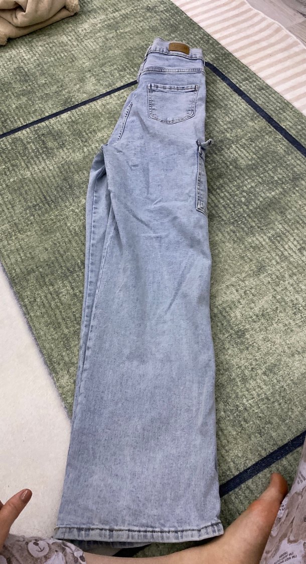 Gri Düğmeli Kadın Kot Pantolon - Görsel 2