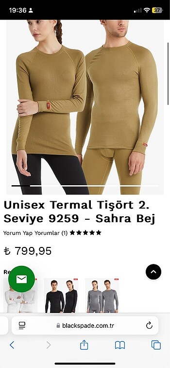 Unisex termal tişört