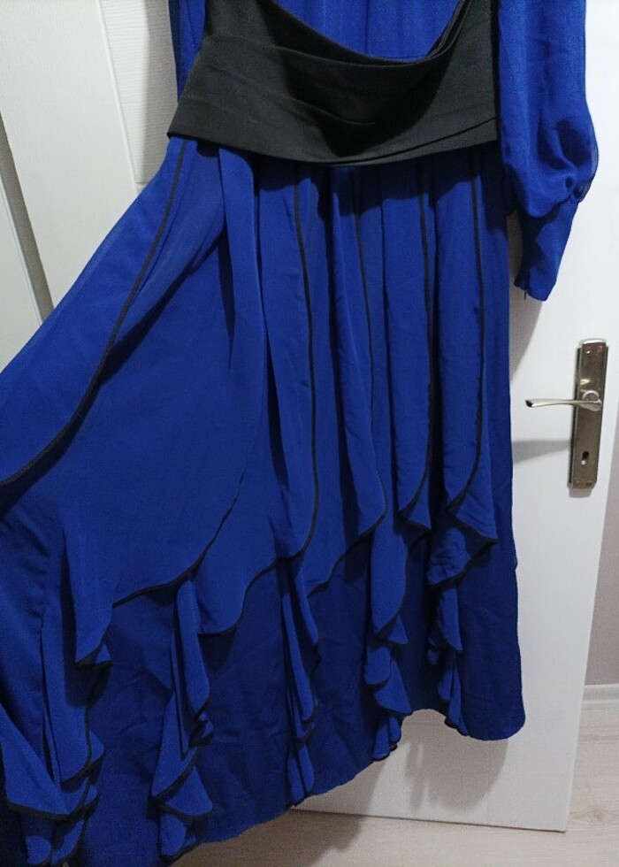 Saks mavisi abiye elbise  - Görsel 4