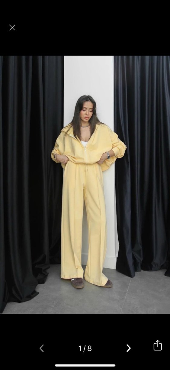 Sarı Oversize Kadın Eşofman Takımı - Görsel 2