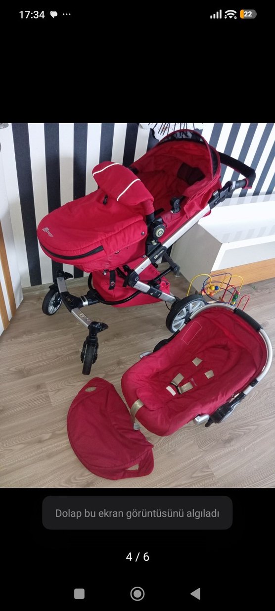 Koyu Kırmızı Bebek Arabası Seti Prego - Görsel 3