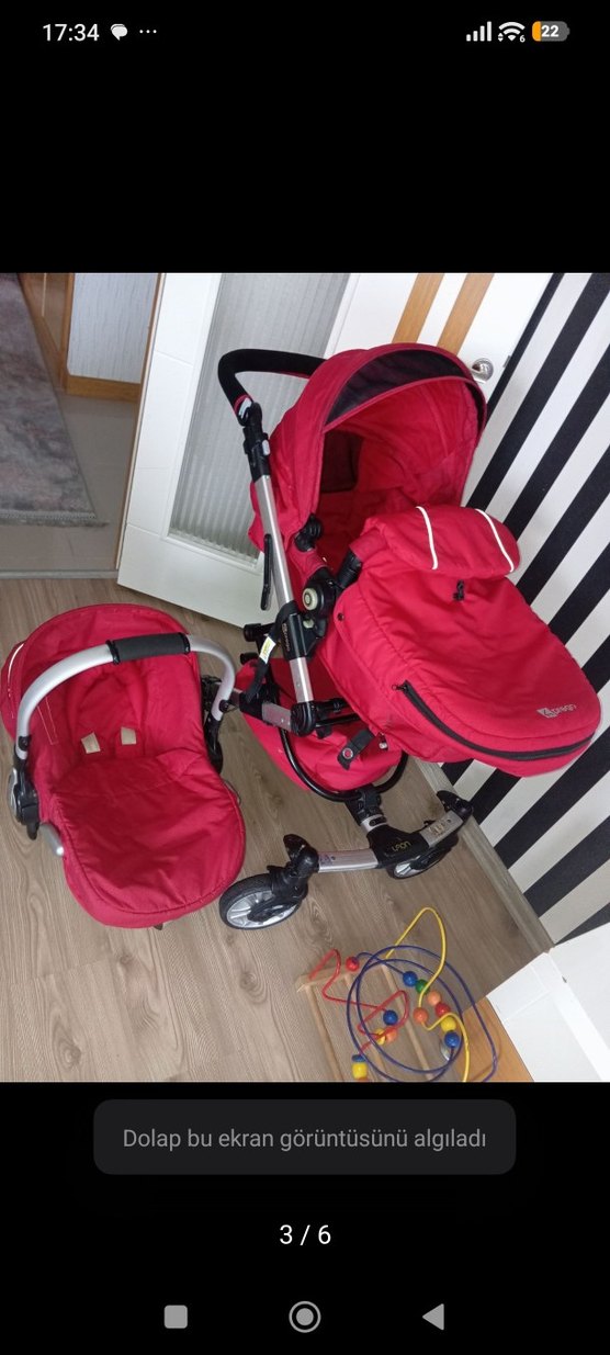 Koyu Kırmızı Bebek Arabası Seti Prego - Görsel 4