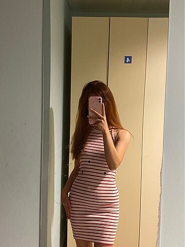 Bershka Çizgili Yıldız Detay Mini Elbise