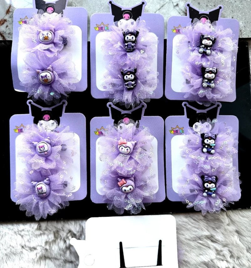 Mor Elastik Gotik Çiçekli Çocuk Saç Tokası - Görsel 2