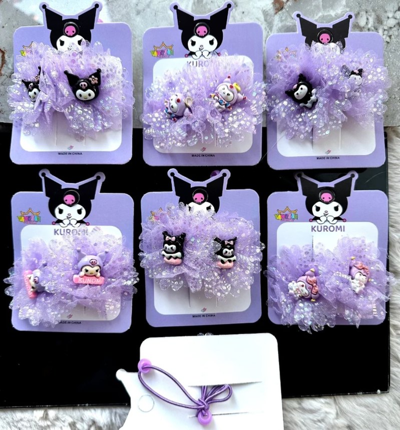 Mor Elastik Gotik Çiçekli Çocuk Saç Tokası - Görsel 5