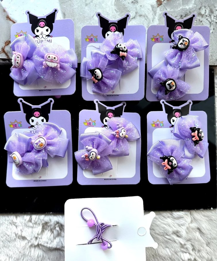 Mor Elastik Gotik Çiçekli Çocuk Saç Tokası - Görsel 4