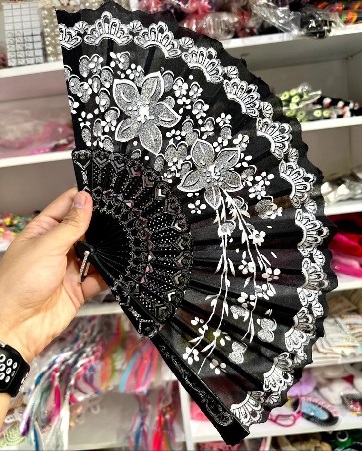 Kelebek Desenli Çok Renkli Katlanabilir Yelpaze - Görsel 2