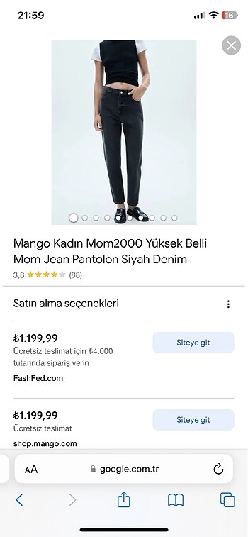 Mango Mango sıfır mom jean pantolon