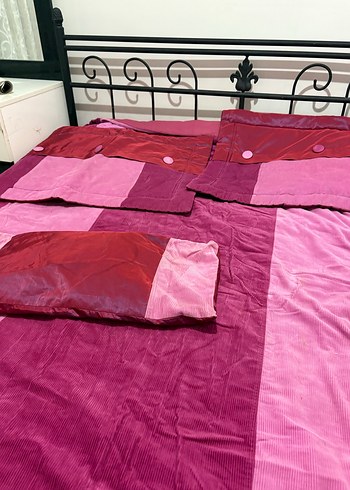 Koyu Pembe Kadife Yatak Örtüsü Takımı - Görsel 5