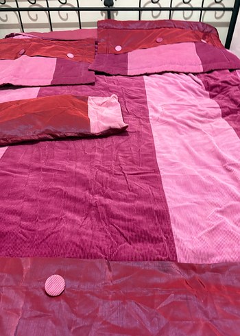 Koyu Pembe Kadife Yatak Örtüsü Takımı - Görsel 7