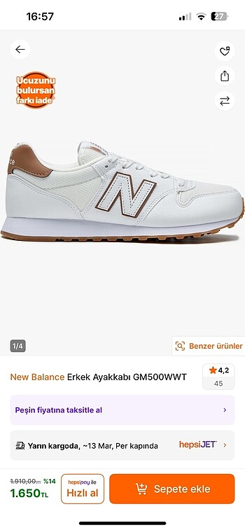 40 Beden New balance spor ayakkabı