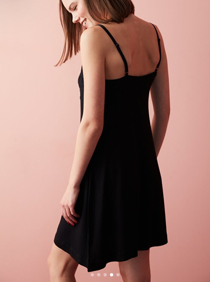 Penti Emma Siyah Dantelli Askılı Gecelik - Görsel 2