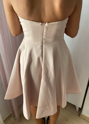 Straplez Bej Mini Elbise - Görsel 3