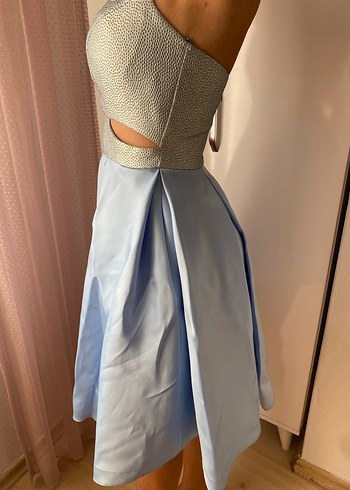 Mini altı saten üstü simli abiye - Görsel 3