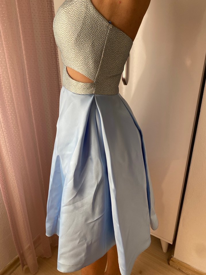 Mini altı saten üstü simli abiye - Görsel 3