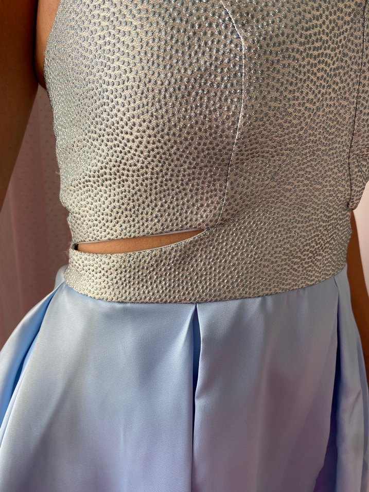 Mini altı saten üstü simli abiye - Görsel 5