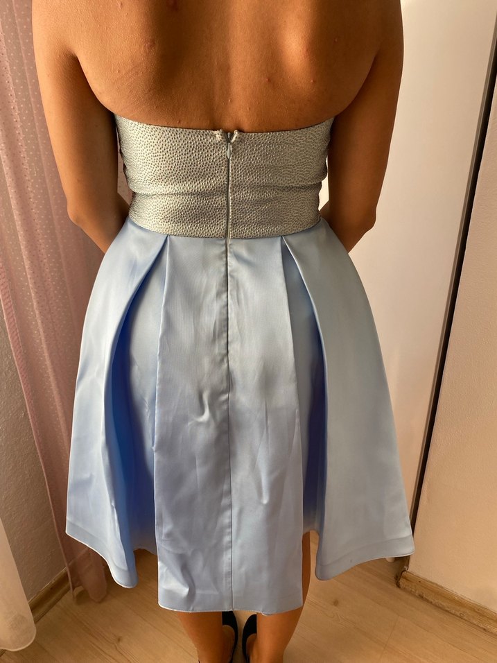 Mini altı saten üstü simli abiye - Görsel 4