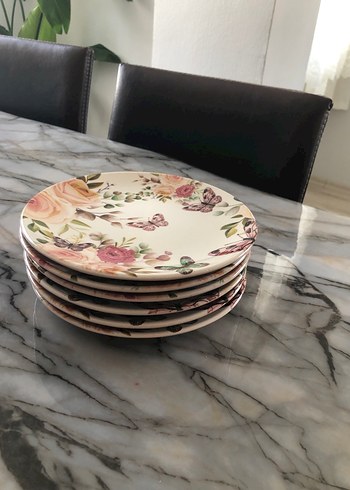 Beden çeşitli Renk Çiçek Desenli Çoklu Tabak ve Kapak Seti