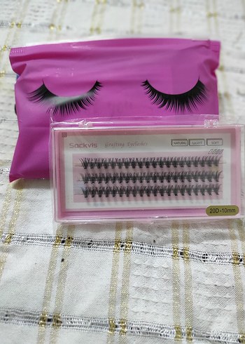 Renkli Pembe Takma Kirpik Seti