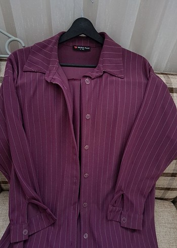 Mor Düğmeli Uzun tunik takım - Görsel 2