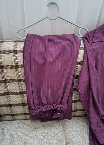 Mor Düğmeli Uzun tunik takım - Görsel 4