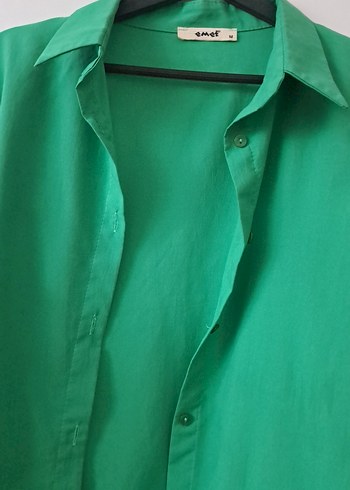 Yeşil, Katlı Fırfırlı, Uzun Kollu Salaş Gömlek - Görsel 3