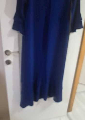 kolye Detaylı Mavi Uzun Kadın Elbise - Görsel 10