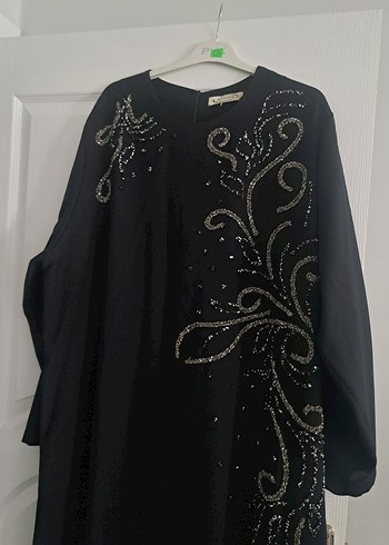 Nakışlı Siyah Uzun Kollu Salaş abiye - Görsel 4