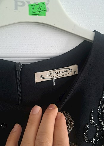 Nakışlı Siyah Uzun Kollu Salaş abiye - Görsel 3