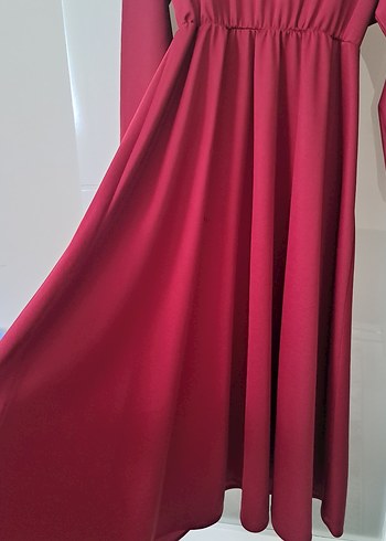 Bordo Uzun Kollu Salaş Elbise - Görsel 5