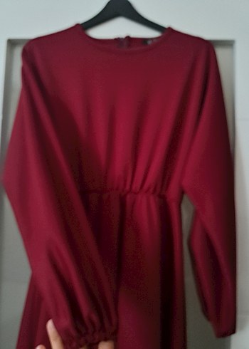 Bordo Uzun Kollu Salaş Elbise - Görsel 7