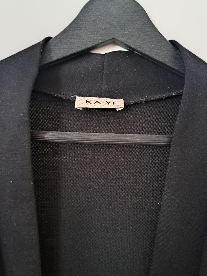 Düğmeli Siyah Uzun Kadın Kaban - Görsel 3