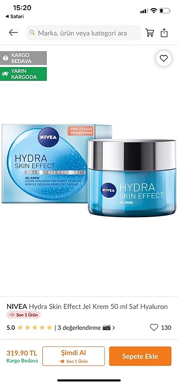 Beden Renk Nivea Hydra Skin Effect Yüz Kremi