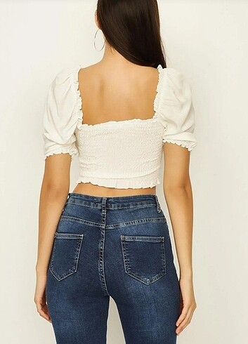 Zara Gipeli balon kollu crop bluz