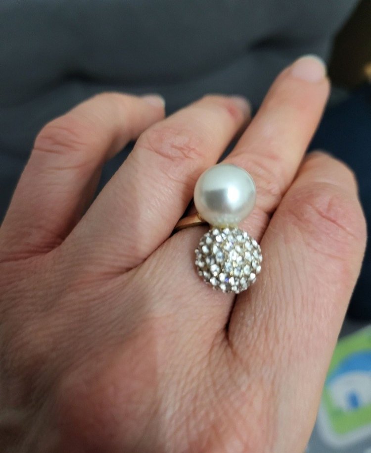 Beyaz Payetli Kadın Yüzük - Görsel 2