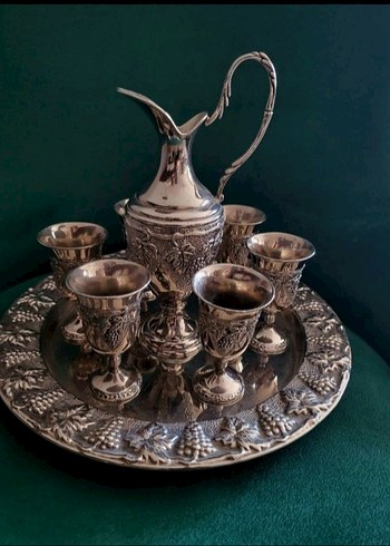 Gümüş zemzem takımı Dekoratif Sürahi ve Bardak Seti - Görsel 3