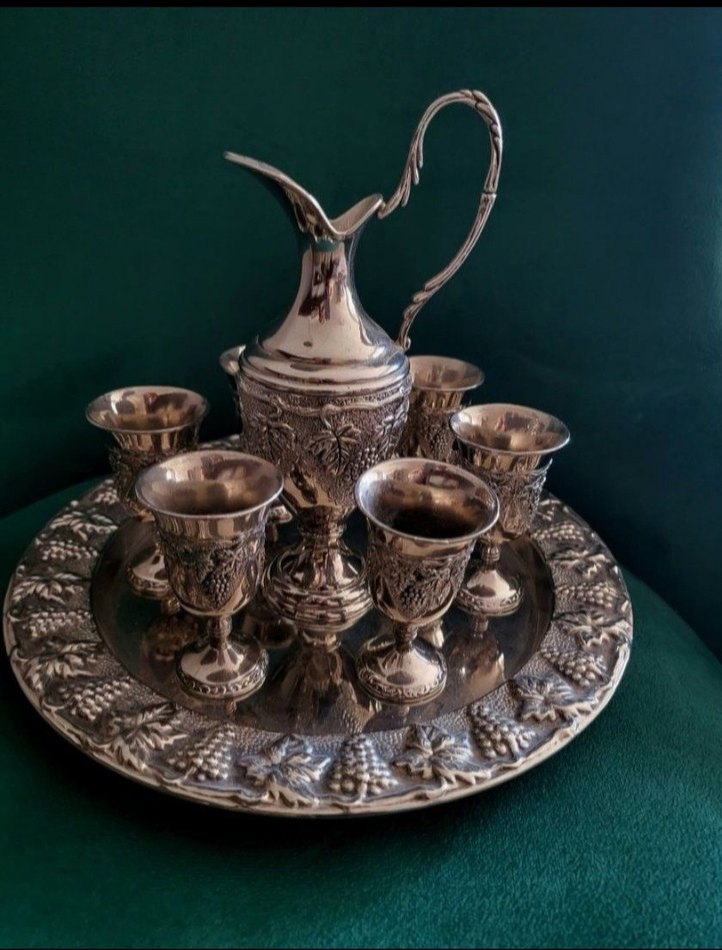 Gümüş zemzem takımı Dekoratif Sürahi ve Bardak Seti - Görsel 3