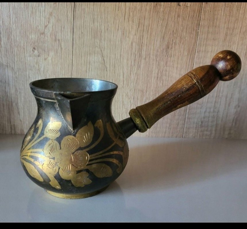 Ahşap Saplı pirinç Cezve - Görsel 2