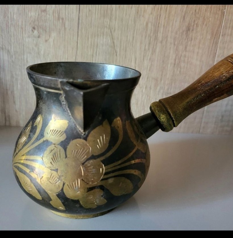 Ahşap Saplı pirinç Cezve - Görsel 3