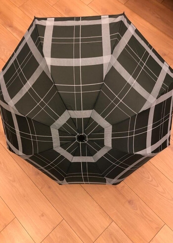 Yeşil çizgili bayan şemsiye bordo renkte mevcuttur - Görsel 2