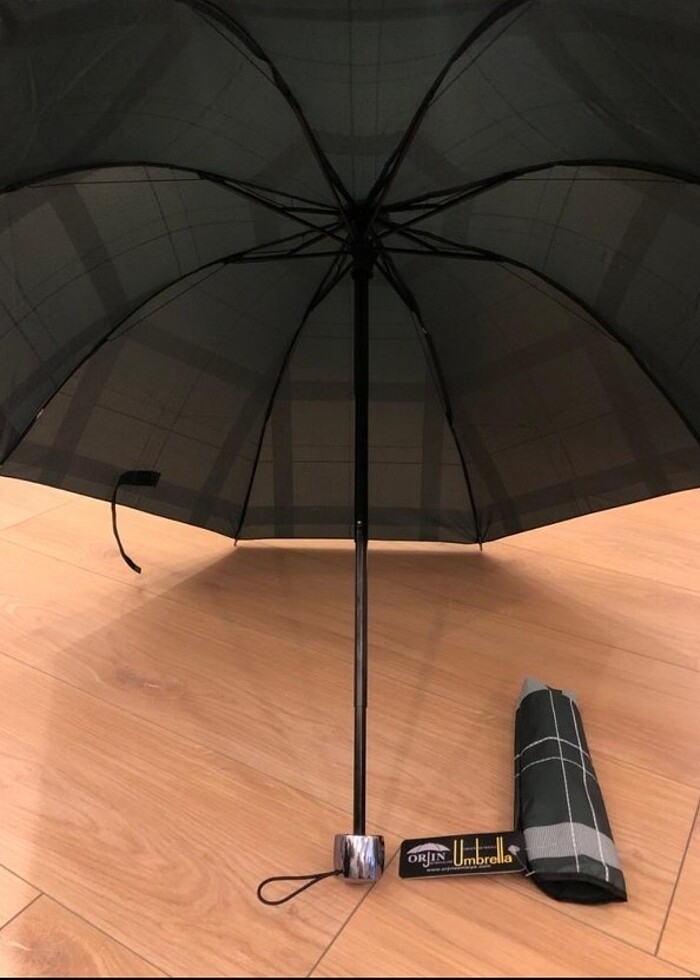 Yeşil çizgili bayan şemsiye bordo renkte mevcuttur - Görsel 3