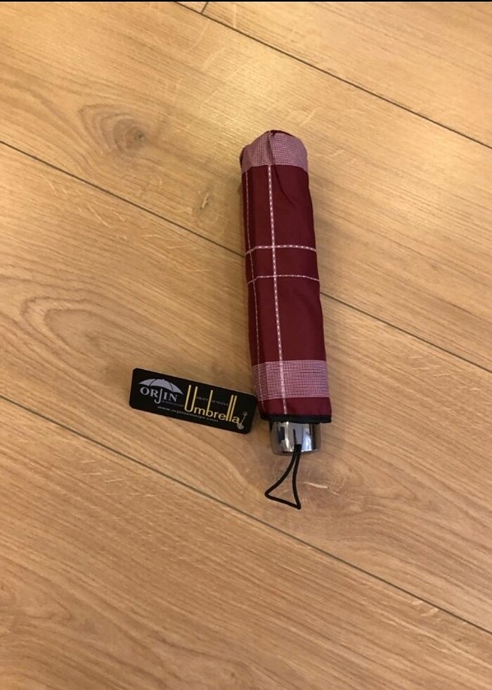 Bordo çizgili bayan şemsiye - Görsel 3