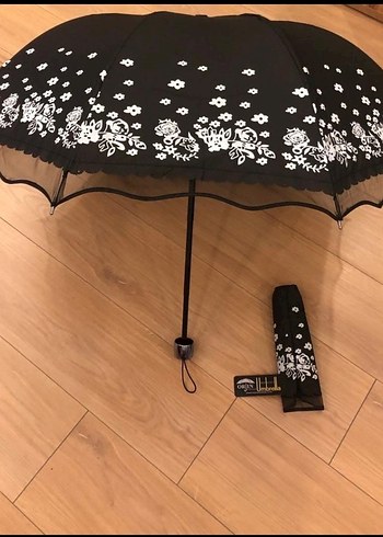 Diğer Dantel Detaylı Siyah Gotik Kadın Şemsiye