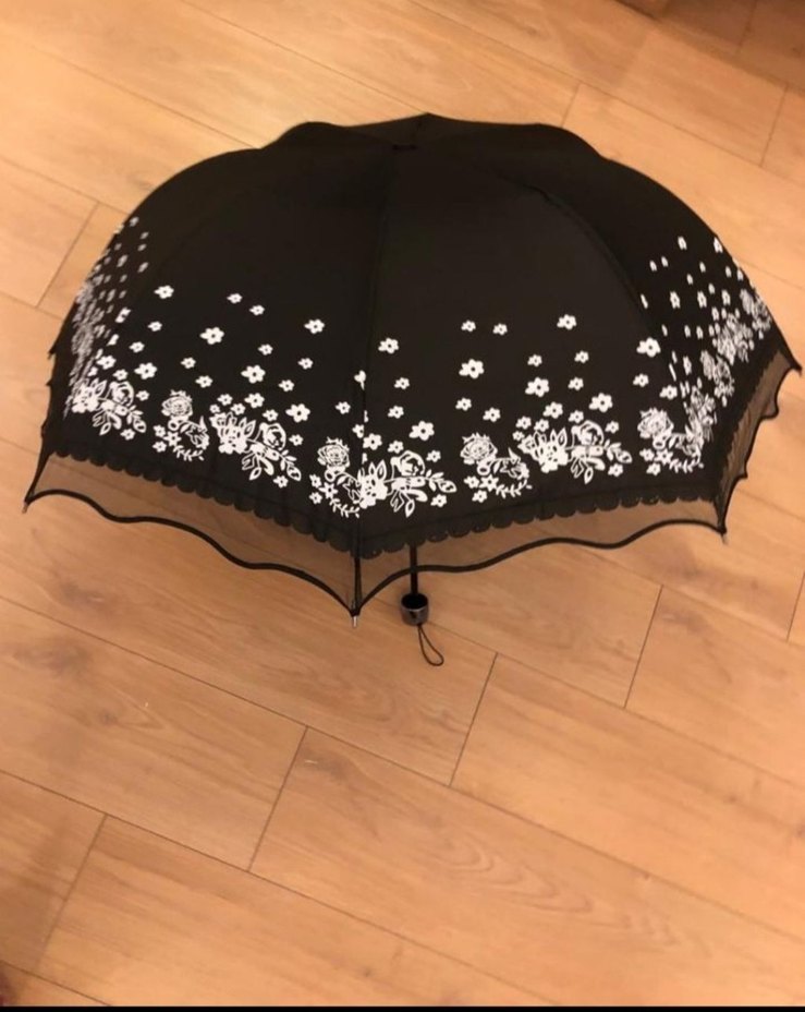 Dantelli Siyah Gotik Kadın Şemsiye - Görsel 2