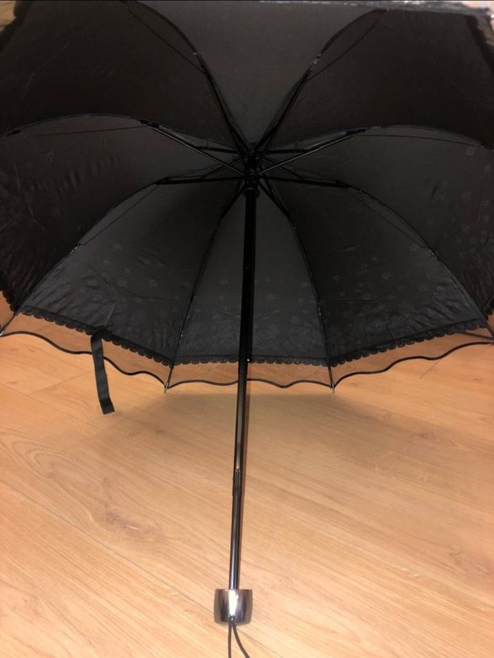 Dantelli Siyah Gotik Kadın Şemsiye - Görsel 4