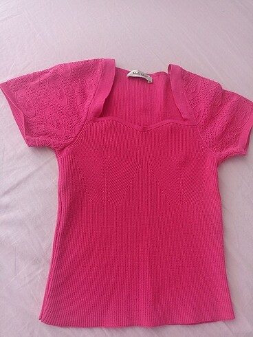 Pembe triko bluz